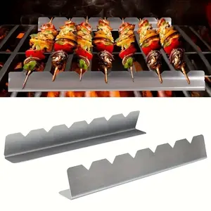 Stainless Steel Barbecue Sticks and Bases Set, Durable BBQ Tools for Grilling, Perfect for Outdoor Cooking, Easy to Clean and Use