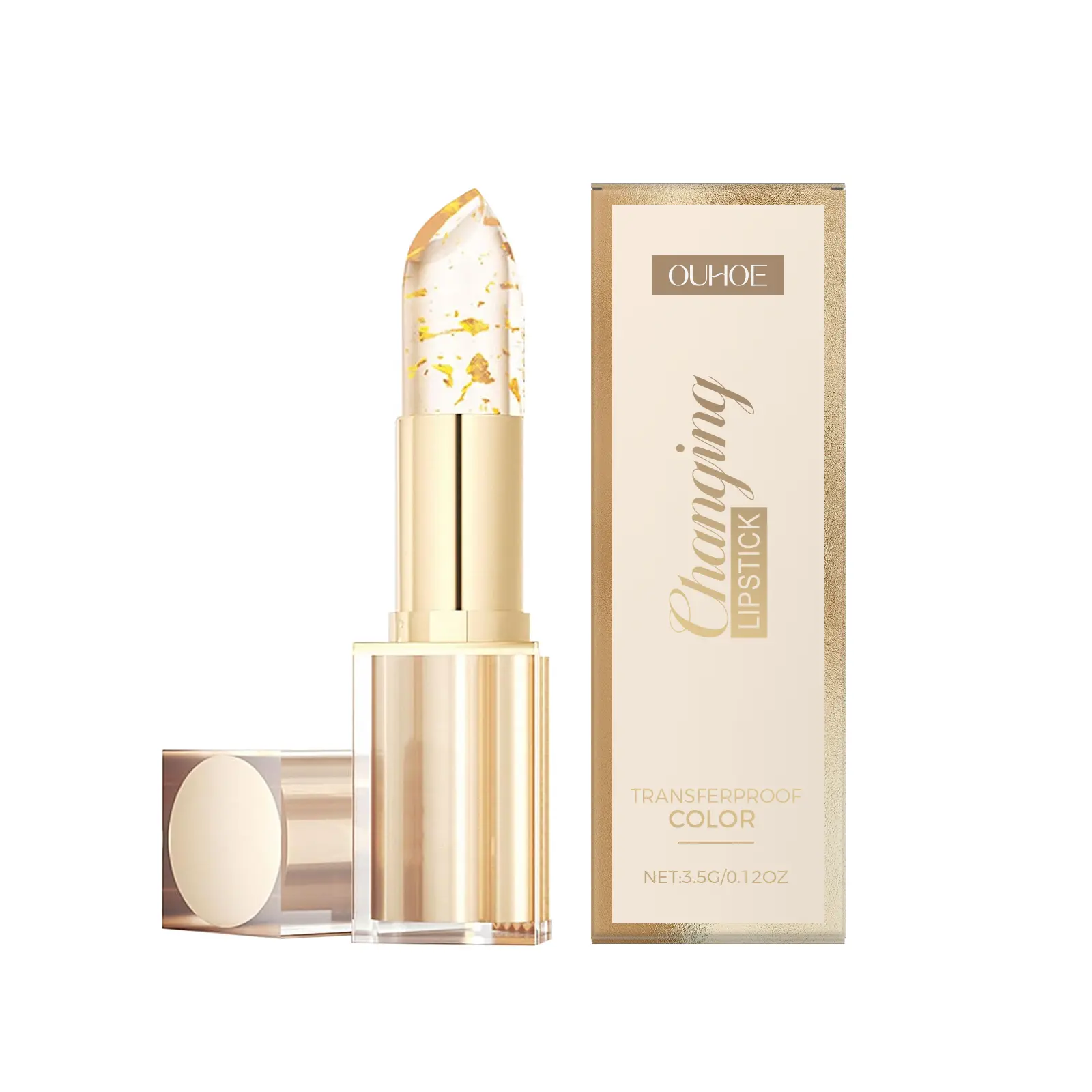 Gold Leaf Color Change Nourishing Lip Balm, Nourishing Moisturizing Hydrating Glass Soft Moisturizing Lip Skin Non-Greasy Lip Balm