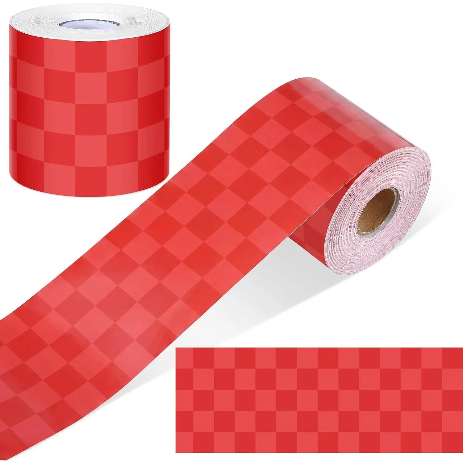 65 Feet Red Checkered Bulletin Board Border Paper Checkerboard Borders Decorative for Back to School Classroom Office Chalkboard Wall Desk Supplies