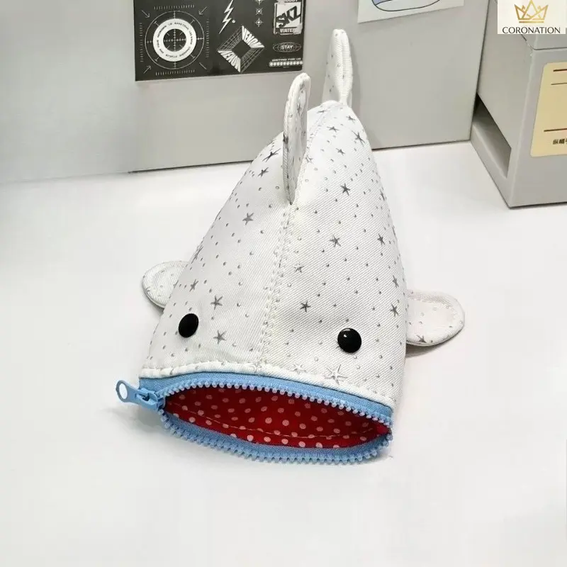 Cute Shark Pencil Case, Viral Animal Shape Pencil Pouch with Star Design, Large Capacity Zipper Stationery Organizer Bag for Students, Fun Portable School Supplies Storage Holder for Teens, Back to School Classroom Office Gift