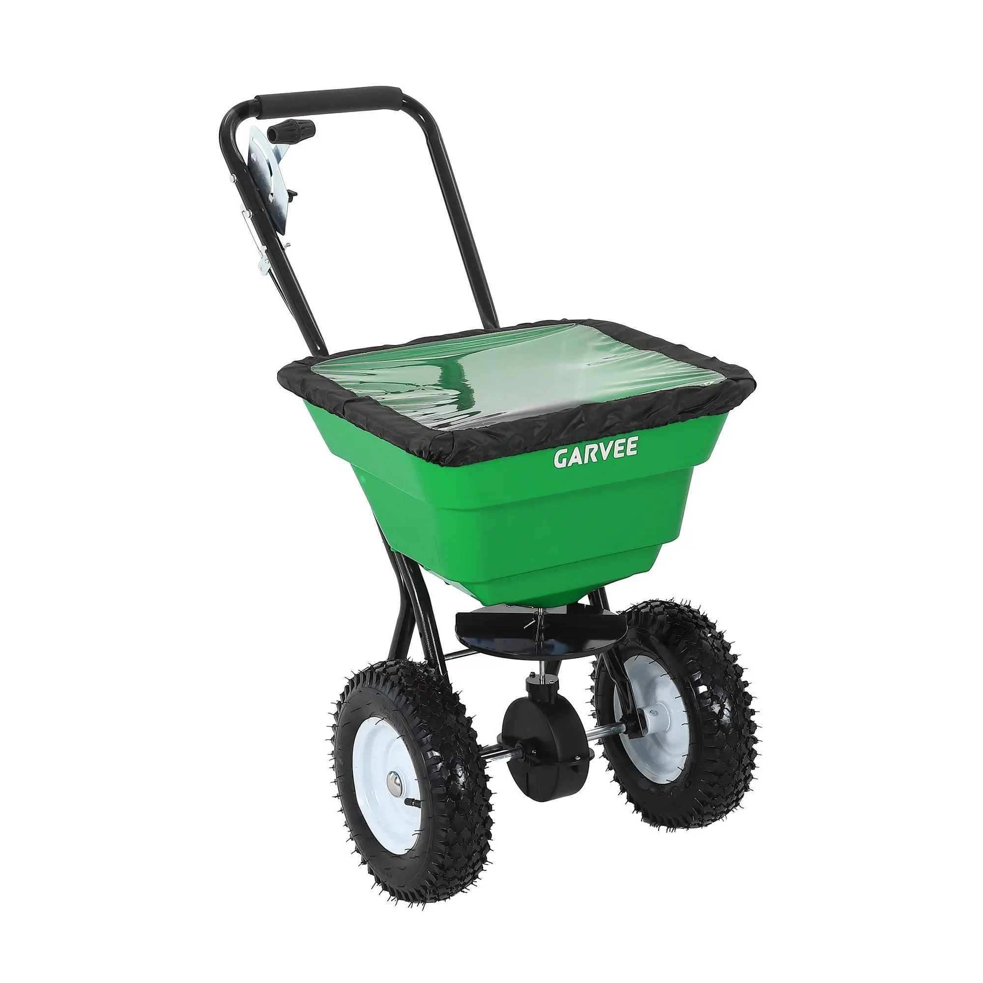 80 LBS Push Broadcast Spreader, Carbon Steel Frame & PP Hopper, 12FT Spreading Width, 13" Pneumatic All-Terrain Wheels, Adjustable Flow Walk Behind Seeder for Grass Seed, Fertilizer, Salt, Ice Melt, Red