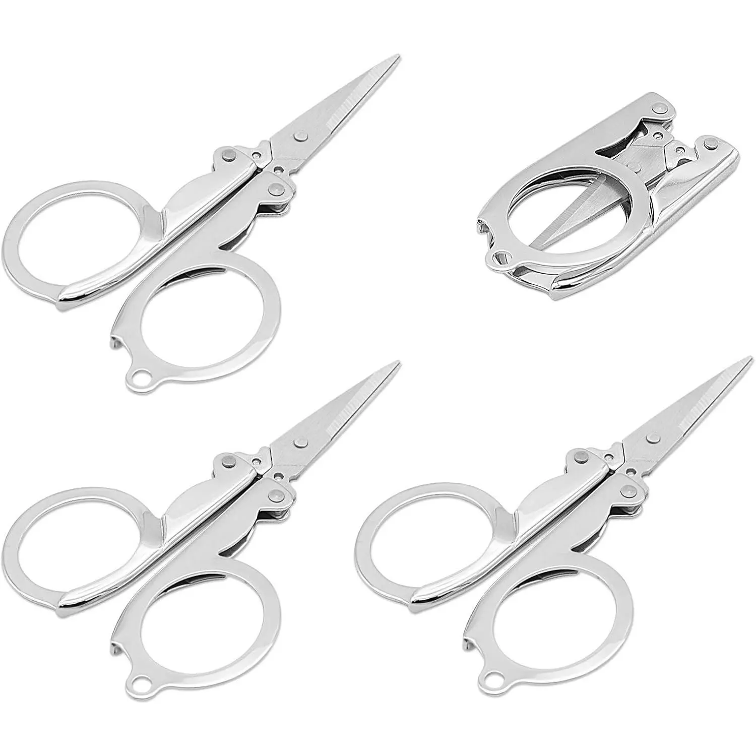 4-Count Stainless Steel Foldable Mini Portable Travel Cutting Tool - Small Office,Camping Paper String Craft Shredder