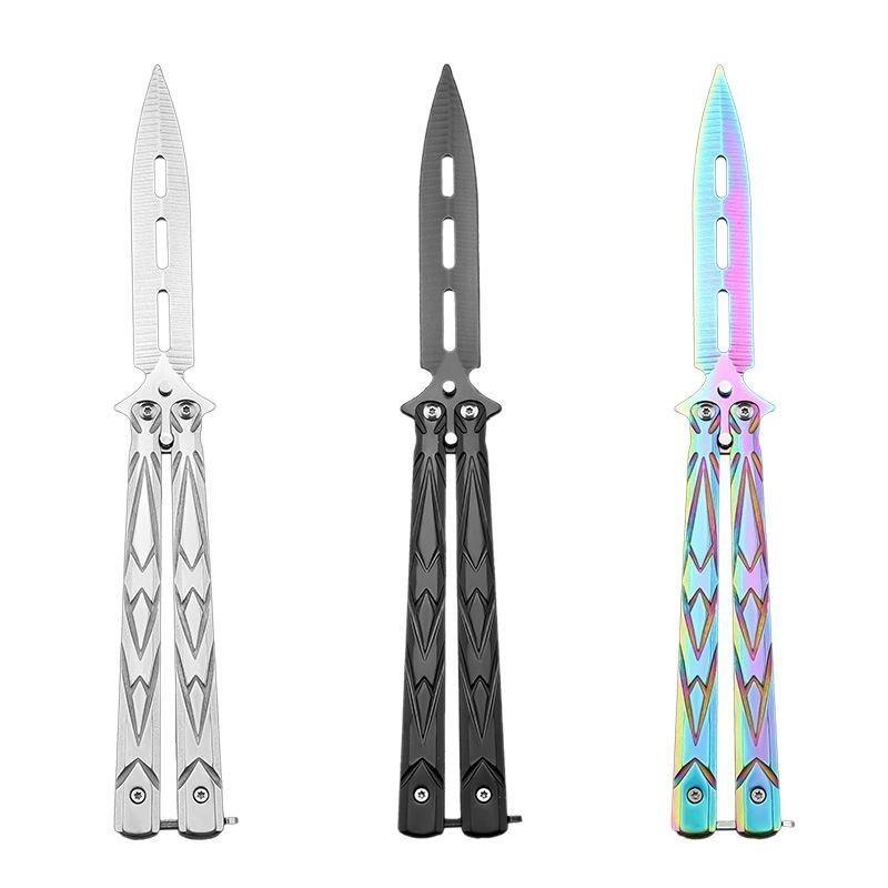 Butterfly Training Folding Knife for CS:GO, Stainless Steel Knives, Non-Edged Hand Training Knife, Game Stationery, Folding Tool Knives, Ideal for Skill Development