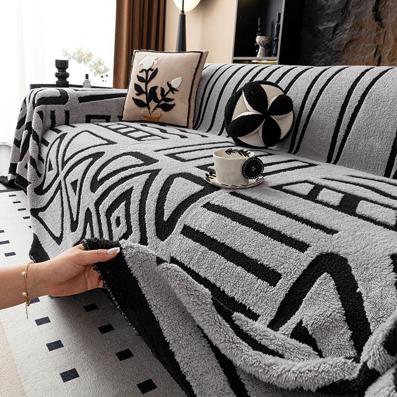 Geometric Pattern Sofa Cover, Soft Elastic Dustproof Sofa Slipcover and Protector for Living Room or Office