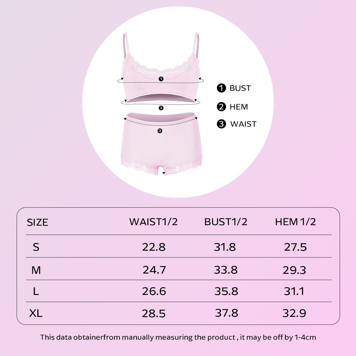 KatchMe Women's Soft Lace Series Spaghetti Strap Lace Trim Wirefree Breathable Bralette & Panties Set, Lightweight Underwear Set, Basic Daily Wear