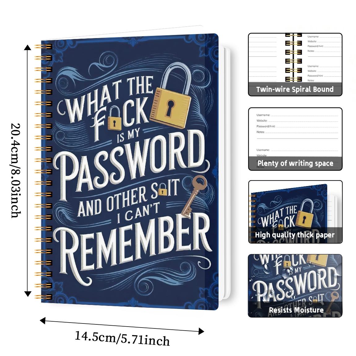 1pc Simple Password Book, Minimalist Advanced Address Password Manager With Website Password Quick Access Username And Password Storage Perfect For Home Office Internet Computer Logins, Hardcover Spiral Notebook, Great Holiday Gifts