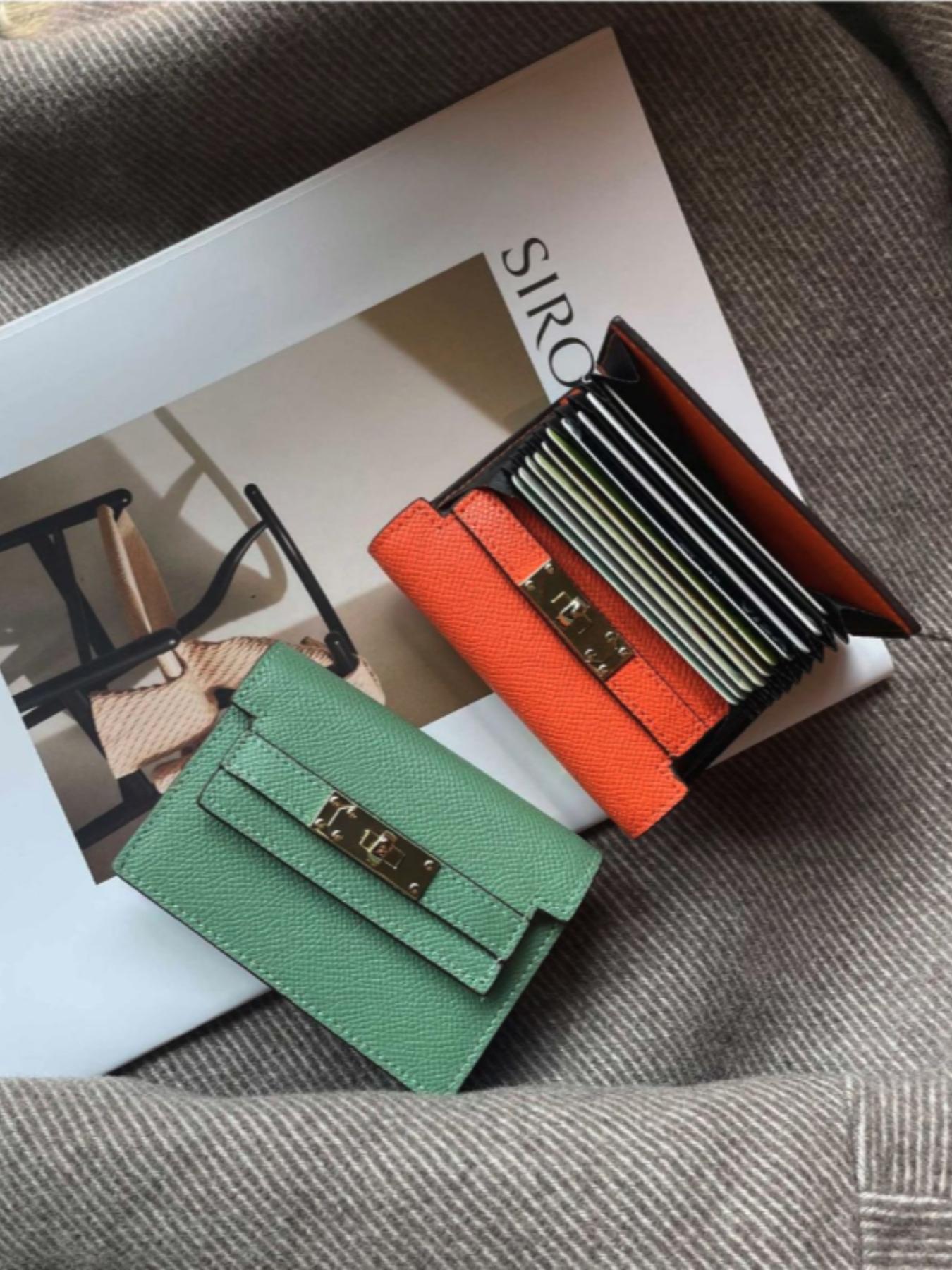 Ultra-Thin Leather Card Holder with Lock & Keychain, Compact Zipper Card Case, Exquisite Unisex Design for Daily Travel & Portable Carry