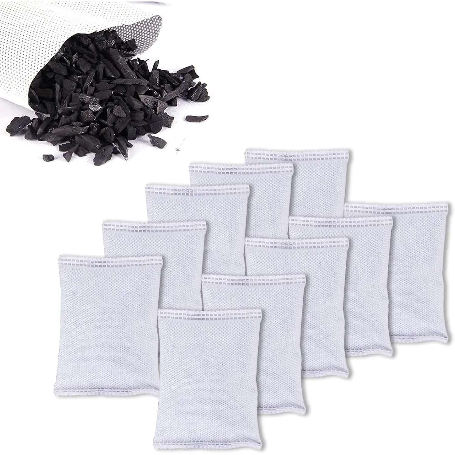 10 Pack Activated Charcoal Odor Absorbe Trash Can Deodorizer,  Air Freshener, Shoe Deodorizer, Odor Eliminators For Storng Odor,50g/pack
