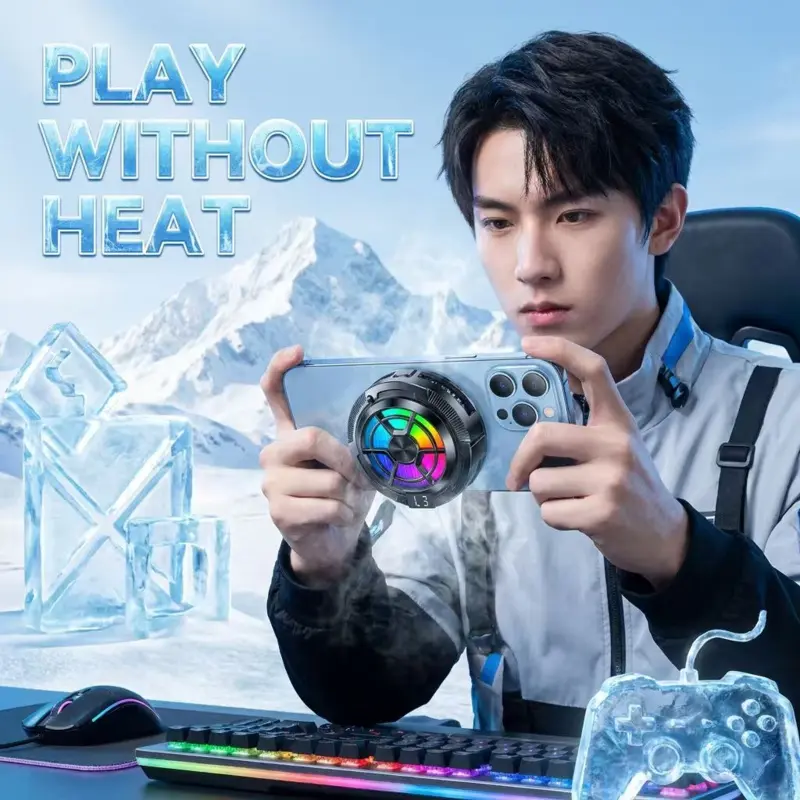 2026 New Magnetic Phone Cooler Semiconductor Cooling Fan with Digital Display Detachable Back Clip for Gaming Heat Dissipation Cellphone Cooling