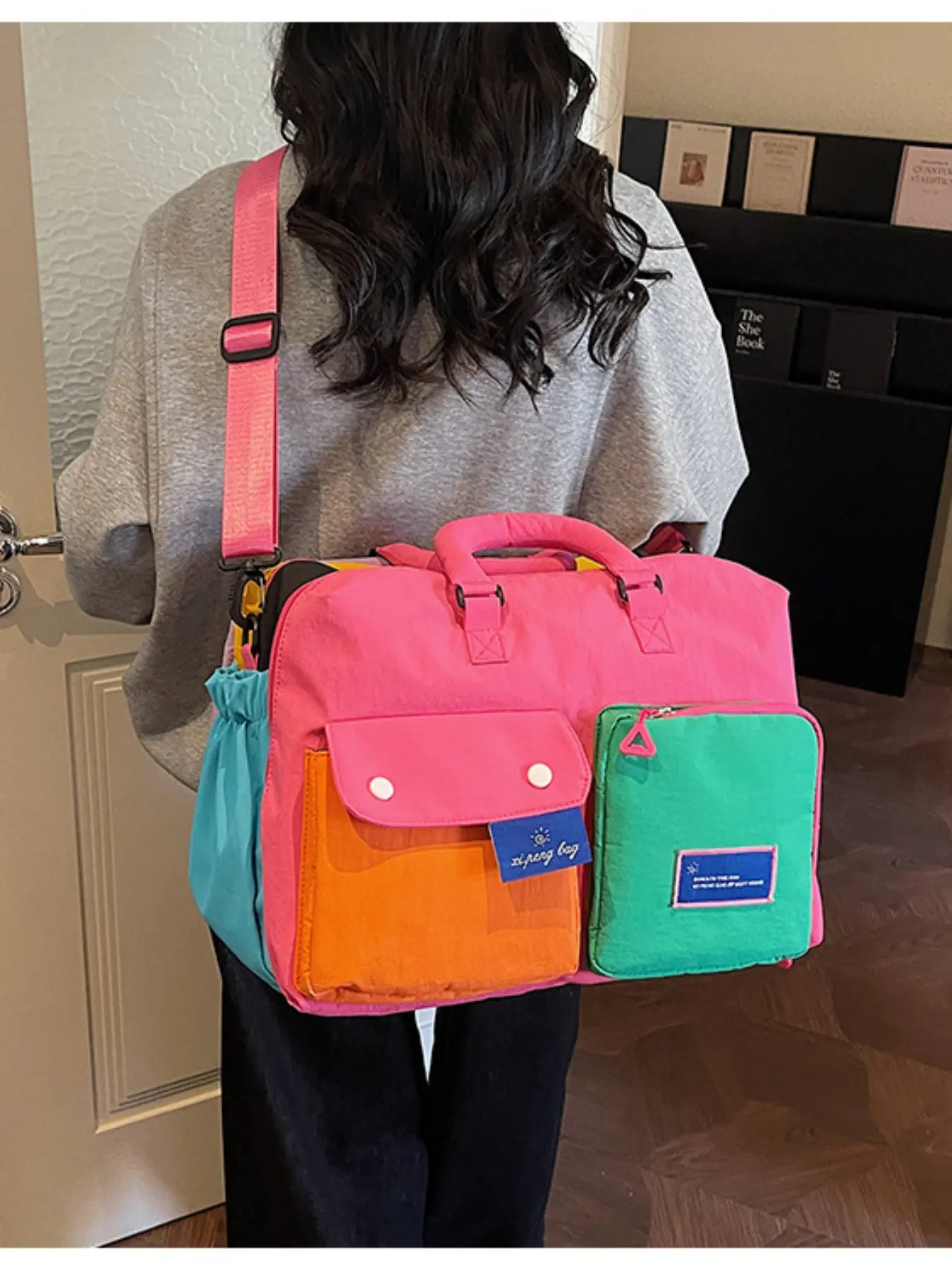 Multifunctional Travel Backpack, Camping Hiking Sports Fitness Bag, Multiple Pockets Large Capacity, Colorblock Storage Luggage Bag