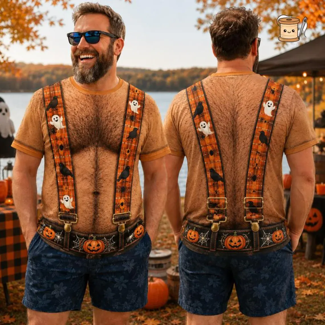 Hairy Body Men Halloween Costume Shirt, Funny Halloween Mankini Tee, Men Halloween Costume Shirt, Gag Gift for Men