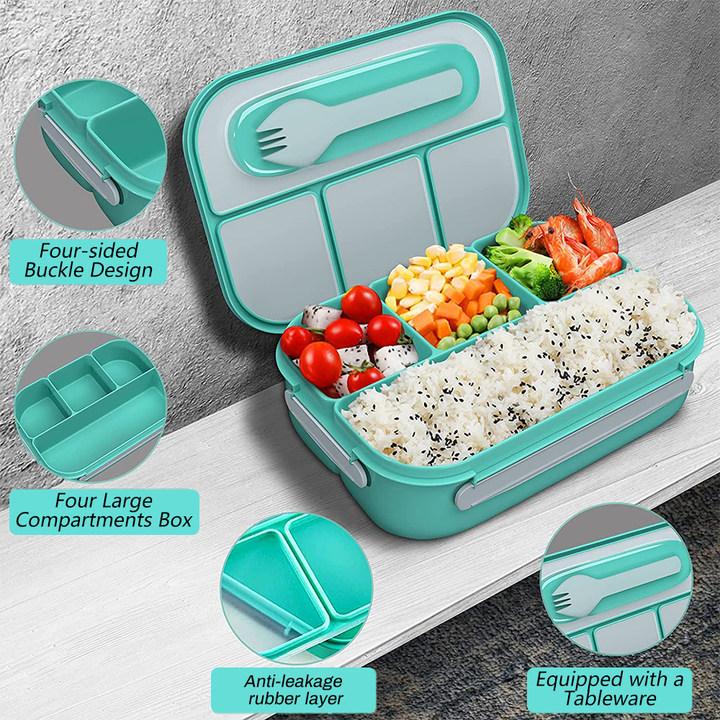 Bento Box Adult Lunch Box, Containers for Adults Men Women with 4 Compartments, Lunchable Food Container, Microwave & Dishwasher Safe