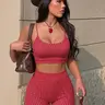 Women's Sexy Plaid 2 Piece Yoga Workout Set, Sleeveless Crop Tank and High Waist Shorts, Comfortable Fabric, Ideal for Summer Beach, Music Festivals and Outdoor Activities, High Stretch Activewear, Yoga Sports Set