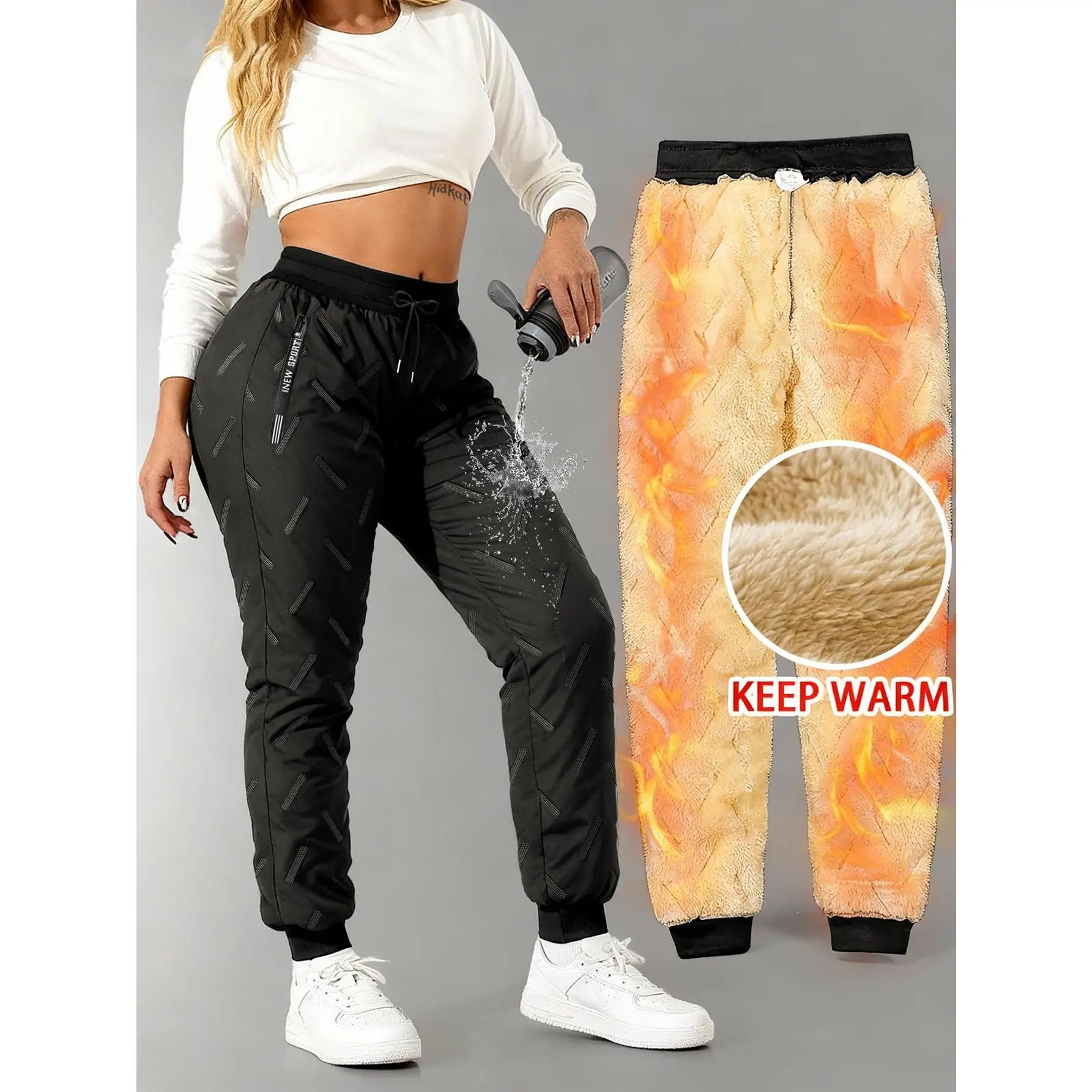 Women's Casual Bottoms - 1-Piece Oversized Thermal Pants with Firm Zipper Accents, Comfortable Trousers for Daily Commutes, Ideal Holiday Gift for Women, All Season