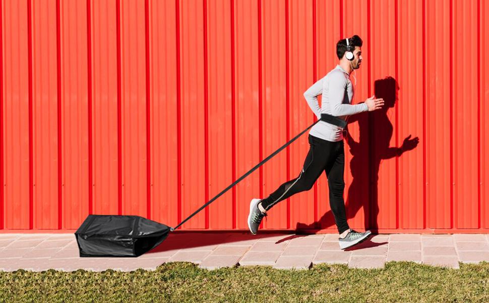 Adjustable Resistance Running Weight Sled Trainer for Sprinter Speed Training Indoor & Outdoor, with 3 Upgrade Weight Sandbags