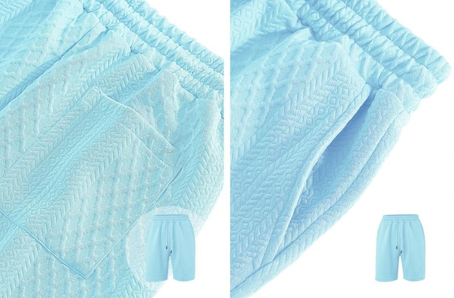 Trending Men’s Polo & Shorts Set, Jacquard Texture Summer Outfit, Lightweight Breathable Sport Set, Streetwear Matching Set