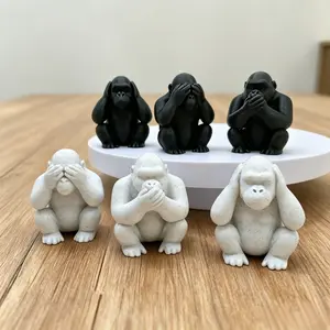 3-piece fun monkey car figurine (Three Wise Monkeys), home decoration, modern minimalist design, made of plastic, suitable for office desktop decoration, computer and coffee table decoration, Easter, car dashboard decoration, ideal birthday gift.