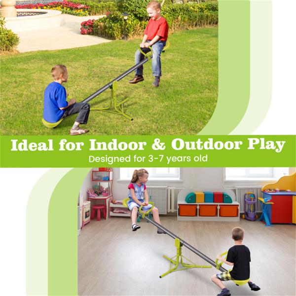 Kids Rotating Seesaw 70.9"x26.4"x27.6", Plastic & Iron Pipe Construction 154LBS Combined Weight