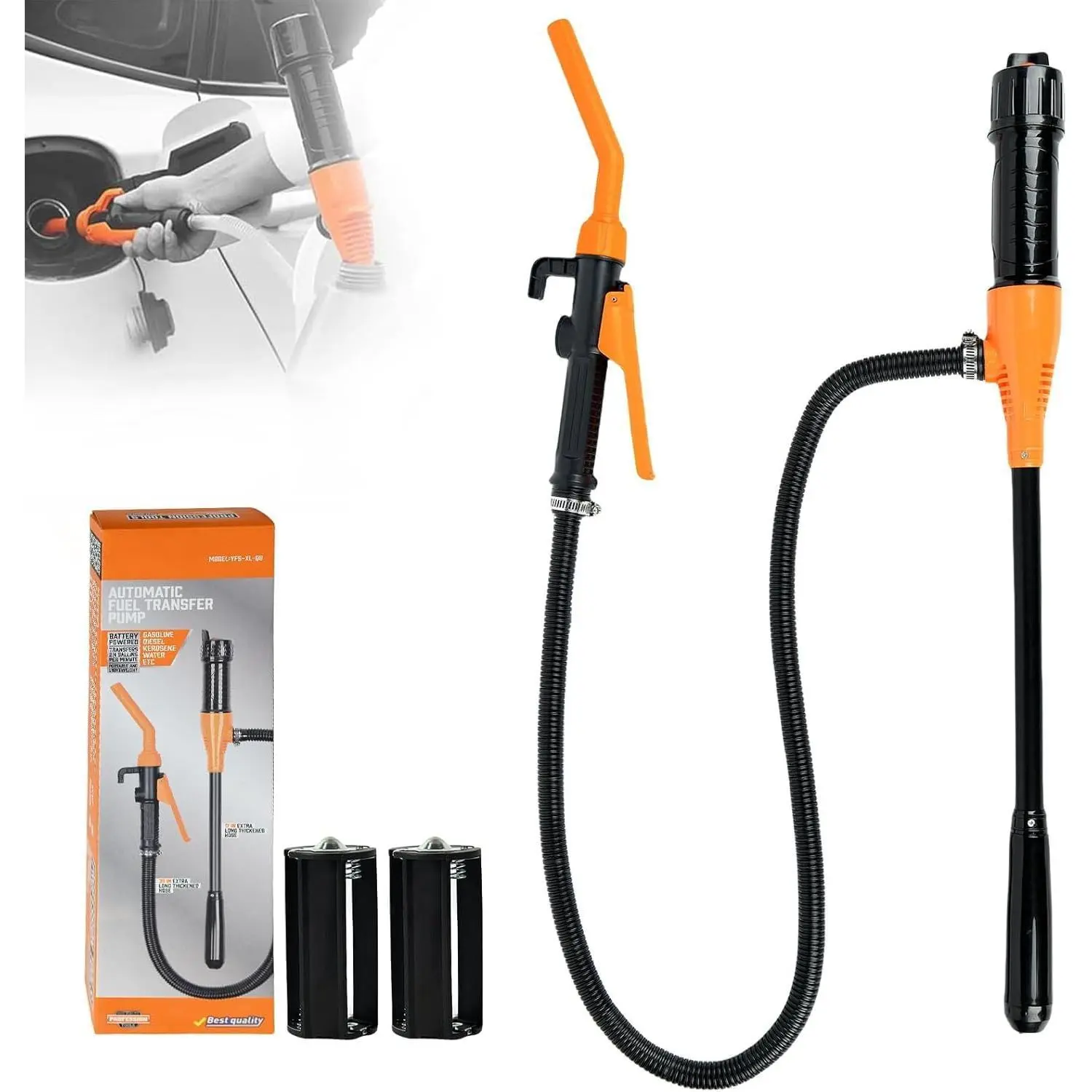 Portable Power Battery Pump, Cordless Fuel Pump, Battery Powered Pump, Fuel Transfer Pump, Liquid Transfer Pump, Electric Siphon Pump for Gas, Fuel, Diesel, Water Transfer, Quick Control Flow and Stop Pump