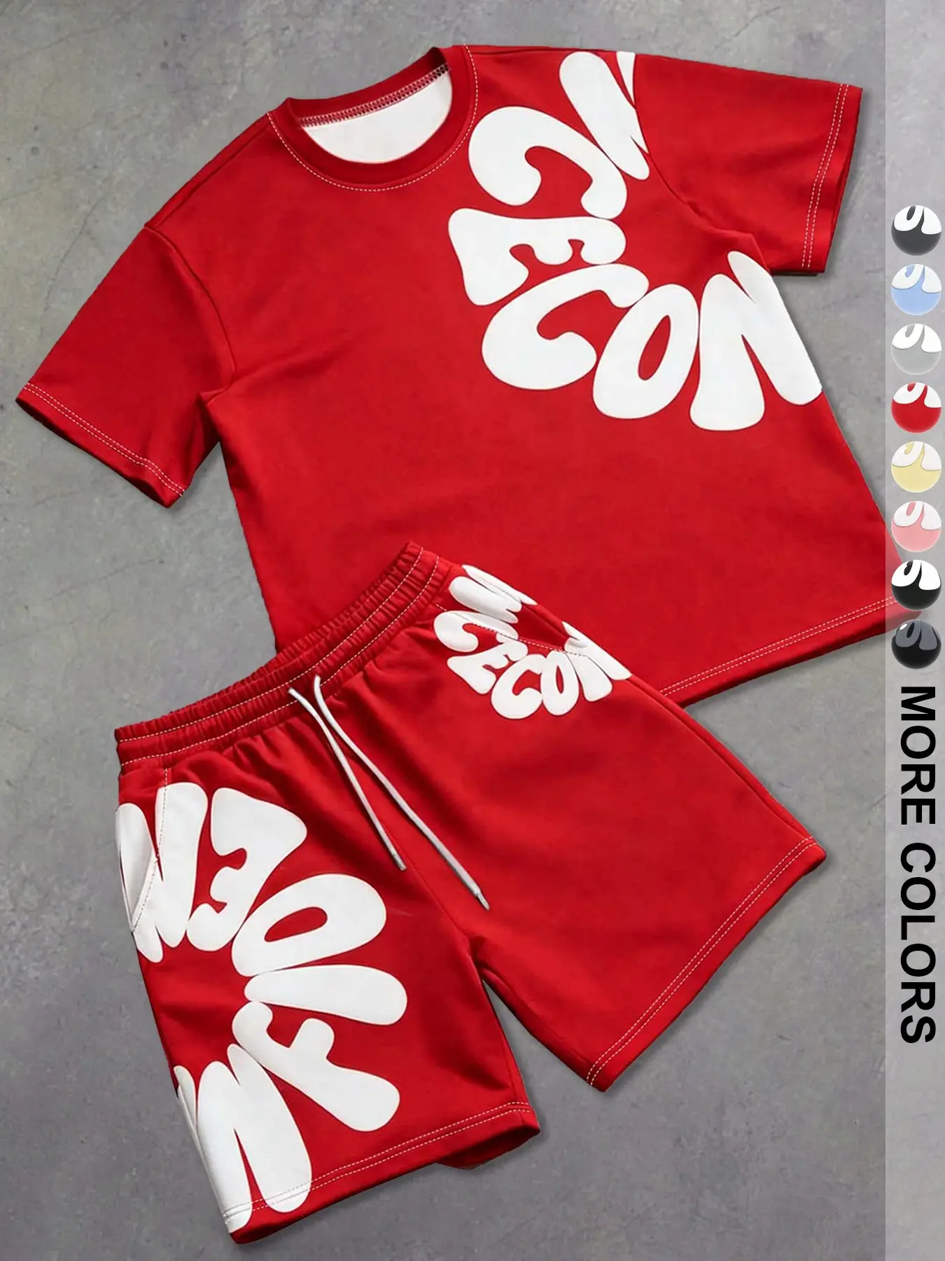 Men's 2-Piece Set, Multi-Color Letter Print T-Shirt and Shorts, Casual Comfortable Activewear, Ideal for Daily Activities, Versatile Men's Clothing
