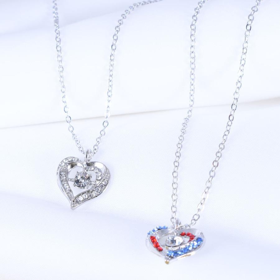 Independence Day Heart Diamond Pendant Fashion Necklace