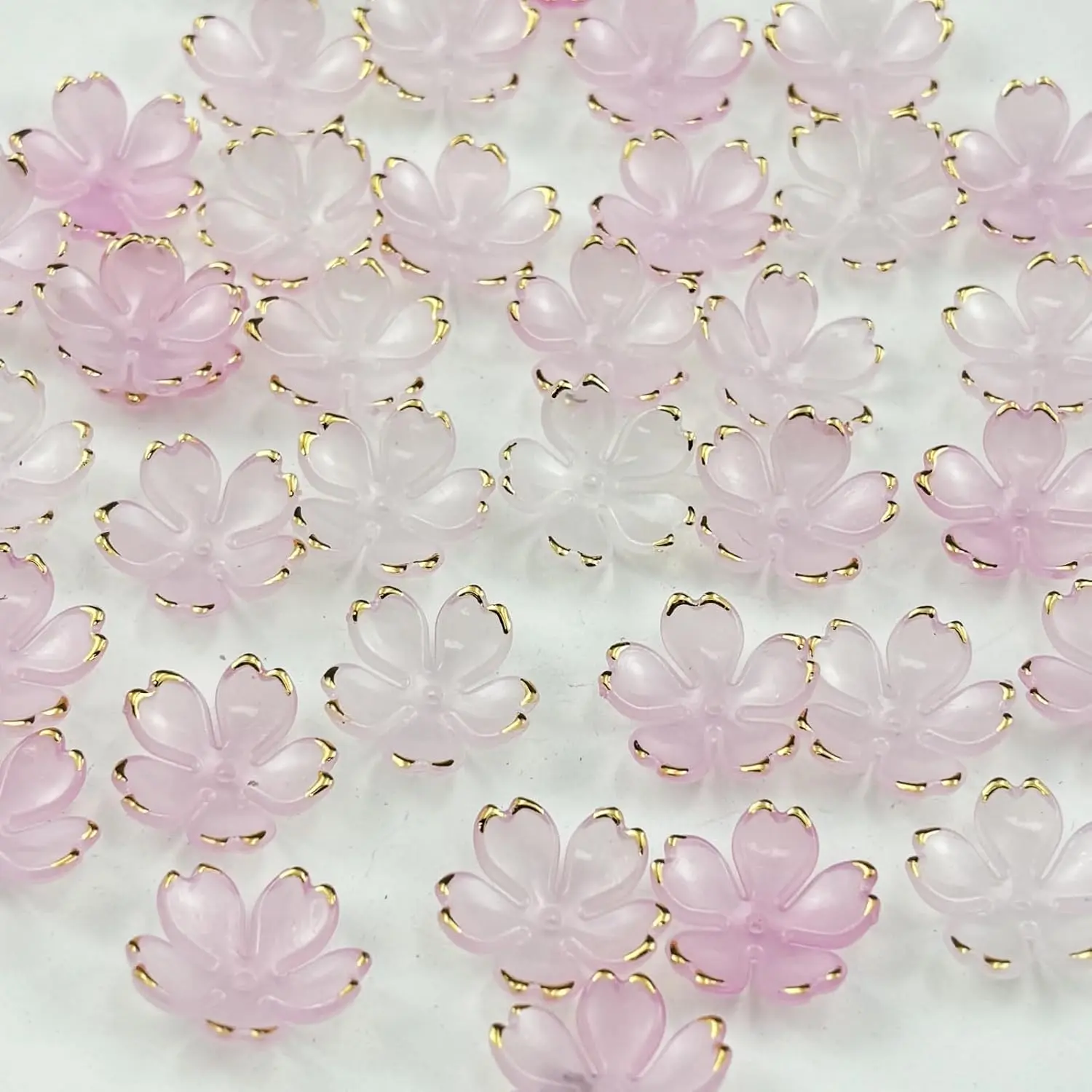 100 count  Flower Beads, 19mm Cherry Blossom Plastic Gradient Flower Spacer Beads for DIY Crafts Bracelet Necklace Earrings  Making(Light )