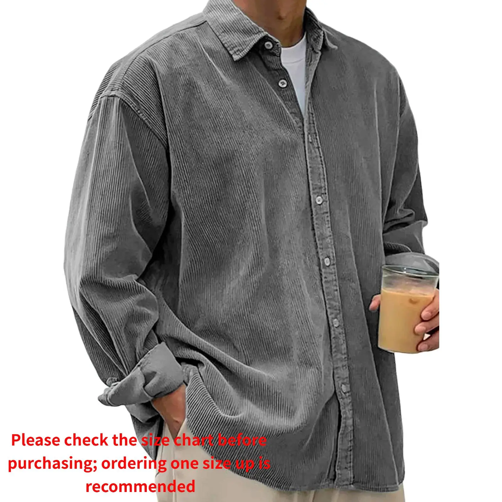 New cross-border corduroy shirt for men, long-sleeved, trendy, casual, loose-fitting, thick autumn and winter shirt, men's jacket