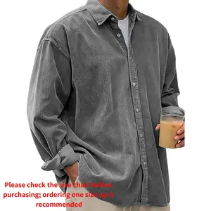 New cross-border corduroy shirt for men, long-sleeved, trendy, casual, loose-fitting, thick autumn and winter shirt, men's jacket
