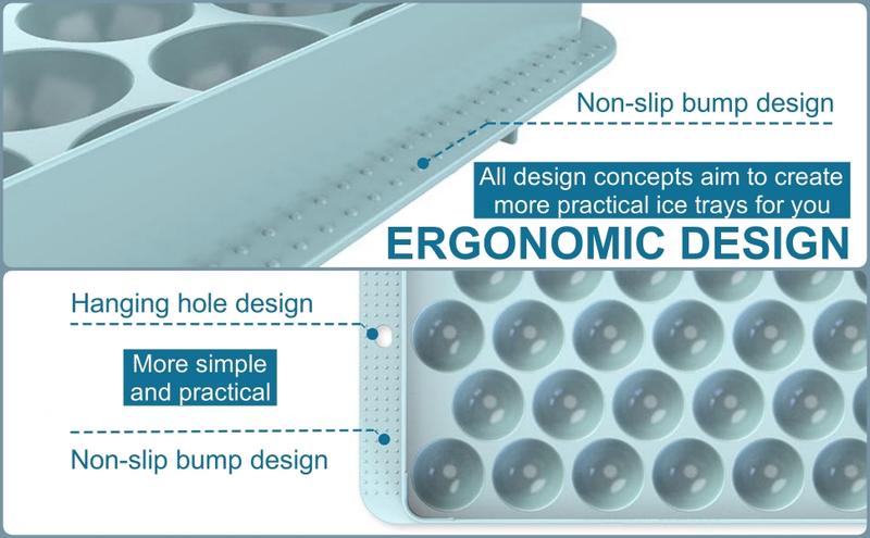 MIUVA Round Silicone Ice Cube Tray with Lid 3 Pack Circle Trays for Freezer Includes Ice Ball Maker Mold Scoop Kitchen Utensils Set Stackable Flexible Food-Grade Material Easy Release Ice Cubes for DIY Drinks Value Pack Christmas