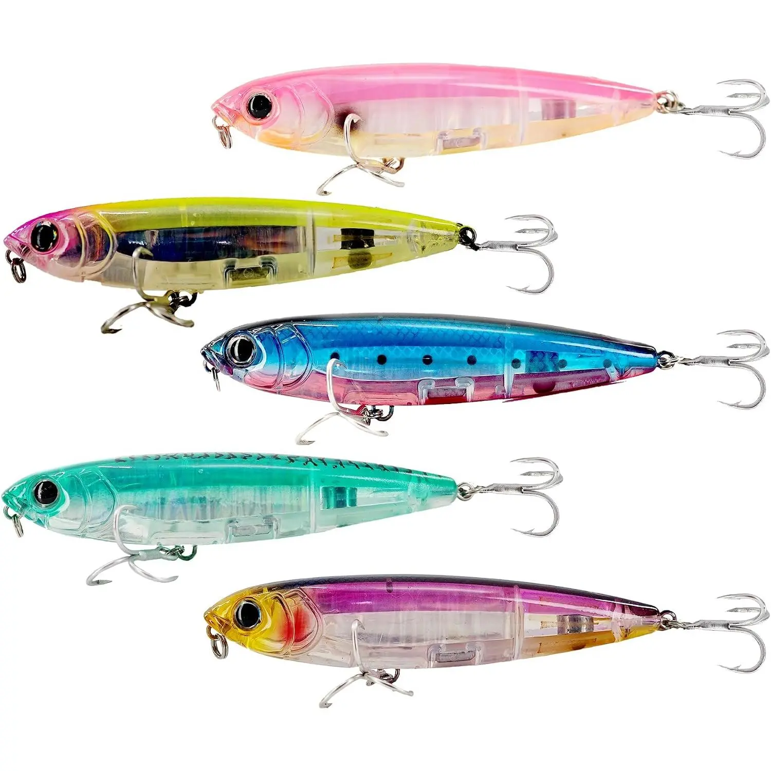 Topwater Fishing Lures, Minnow Lure for Bass Fishing, Life-Like Jerkbait Fishing Lures with Treble Hook, Popper Crankbait Sinking Lure for Freshwater/Saltwater
