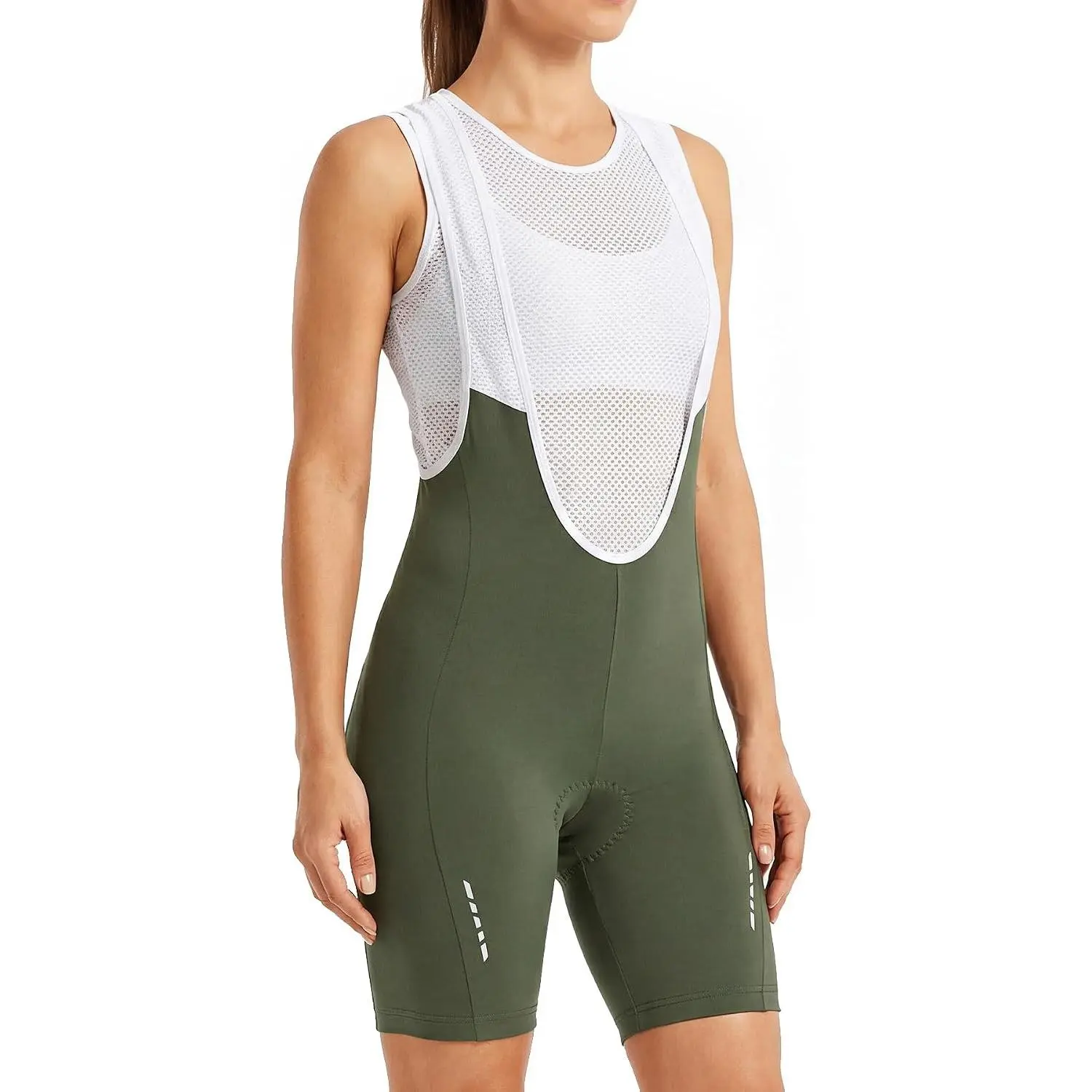 Women's Cycling Bib Shorts, 4D Padded Bike Bib, 120kg/m³ High-Density Foam Breathable stretch fabric, mesh straps and silicone leg grippers for road cycling, indoor training and daily rides