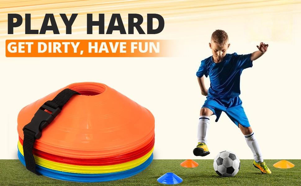 75/50/25 Pack, Pro-Grade Soccer Training Cones Set, Durable Agility Soccer Cones with Carry Bag & Strap Holder Ideal for Sports Training, Football, Soccer, Basketball- Trusted by Coaches & Athletes