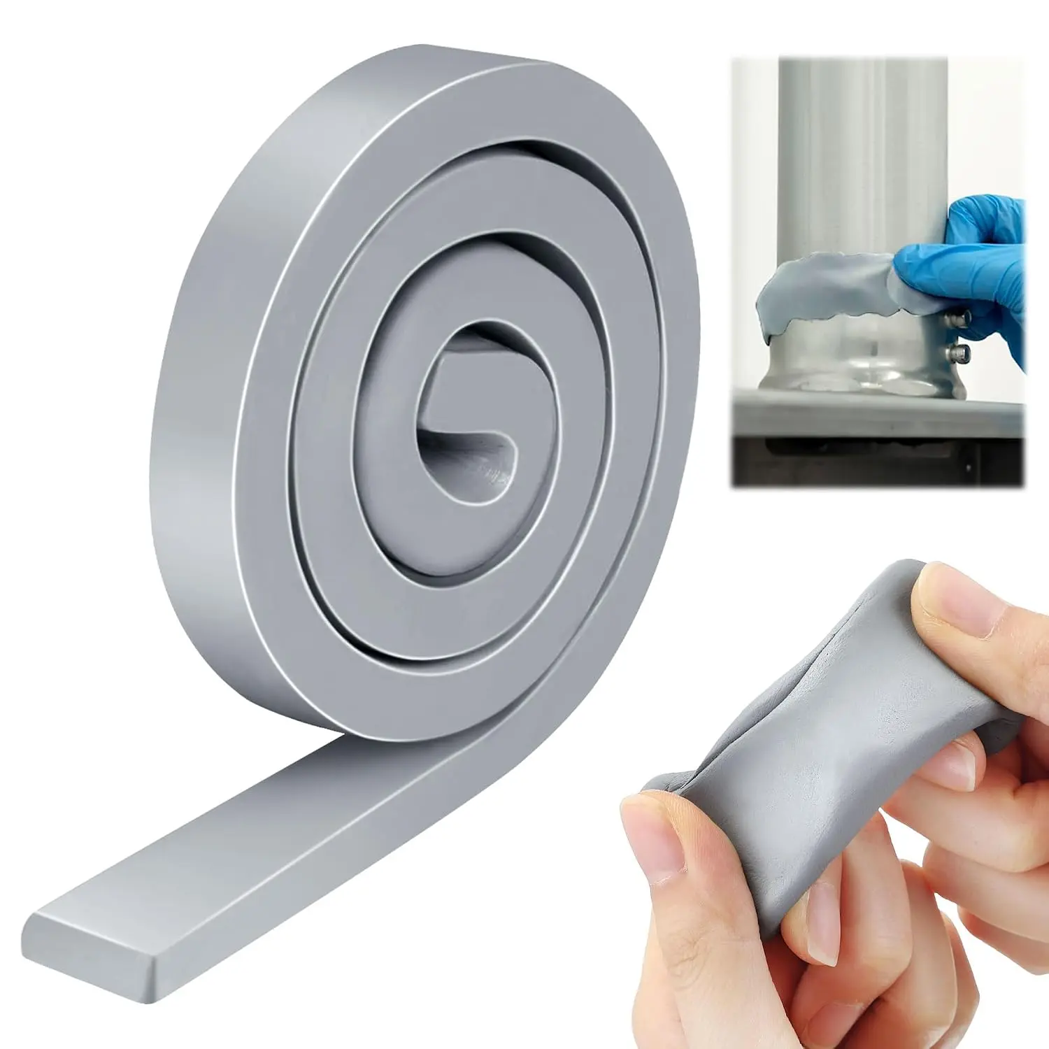 1 Pack Grey Moldable Duct Seal - 1.5 ft x 0.32 in, Non-Hardening, Heat Resistant, Waterproof for Wood, Crafts (Tools & Hardware Sealing Tape)