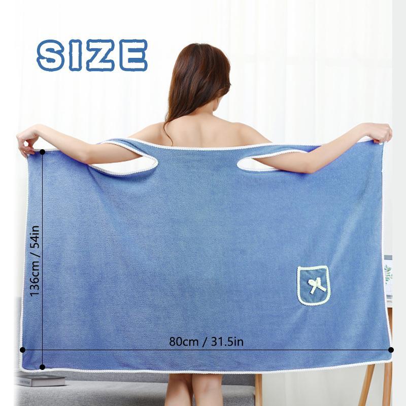 1pc Quick-Dry Coral Velvet Women's Towel Wrap with Straps - Soft, Absorbent, Blue Shower Skirt with White Logo and Pocket Detail, Quickdry Towel | Functional Pocket Design | Absorbent 1pc Quick-Dry Coral Velvet Women's Towel Wrap with Straps - Soft, Absorbent, Blue Shower Skirt with White Logo and Pocket Detail, Quickdry Towel | Functional Pocket Design | Absorbent
