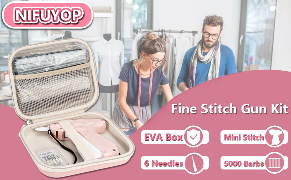 Mini Gun for Clothes, Mini Clothing Stitcher Sewing Gun with Case, Speedy Clothing Quick Gun Stitchy Fixer, Tagging Gun Kit with 5000 and 6 Needles, Pink