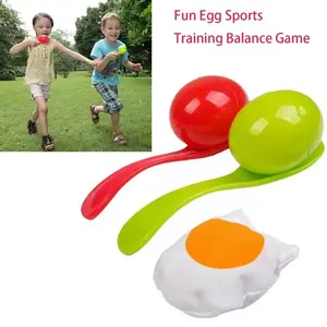 Children's Portable Outdoor Sports Balancing Relay Race Toy Plastic Egg And Spoon Race Game Set Kindergarten Teaching  Gift