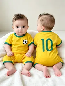 Size 10 Football Baby Clothes, Baby Sports Jersey Short Sleeve T-Shirt, Infant Soccer Uniform, Summer Lightweight Onesie for Outdoor Wear, Newborn Baby Garments, Soft Polyester Blend, Perfect for Outdoor Activities