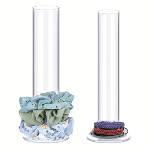 2-Pack Acrylic Hair Rings and Accessories Storage Set - Clear Headband, Bracelet and Watch Display Stand with Simple Design - Perfect for Bedroom or Bathroom Decor