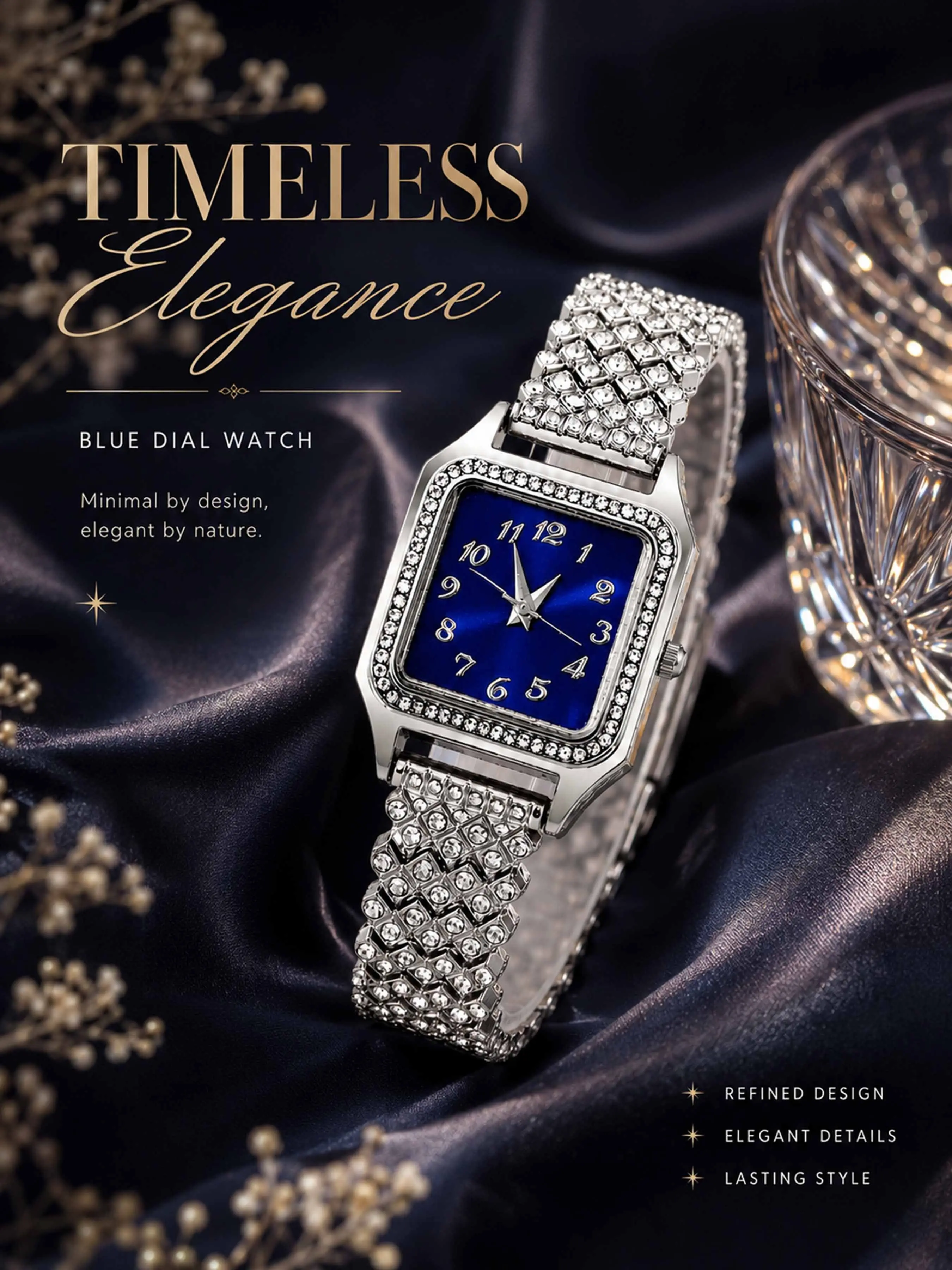Women’s Rectangular Quartz Watch, Blue Rectangle Dial Silver-Tone Alloy Bracelet Watch for Women, Elegant Crystal-Style Jewelry Wristwatch, Fashion Dress Watch for Daily Office, Date Night & Wedding Wear, Birthday Anniversary Gift for Her