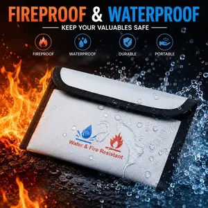 Fireproof Waterproof Document Bag, Compact Storage for Passport, Cash, Keys, Valuable Items, Secure Organizer for Travel and Home Use