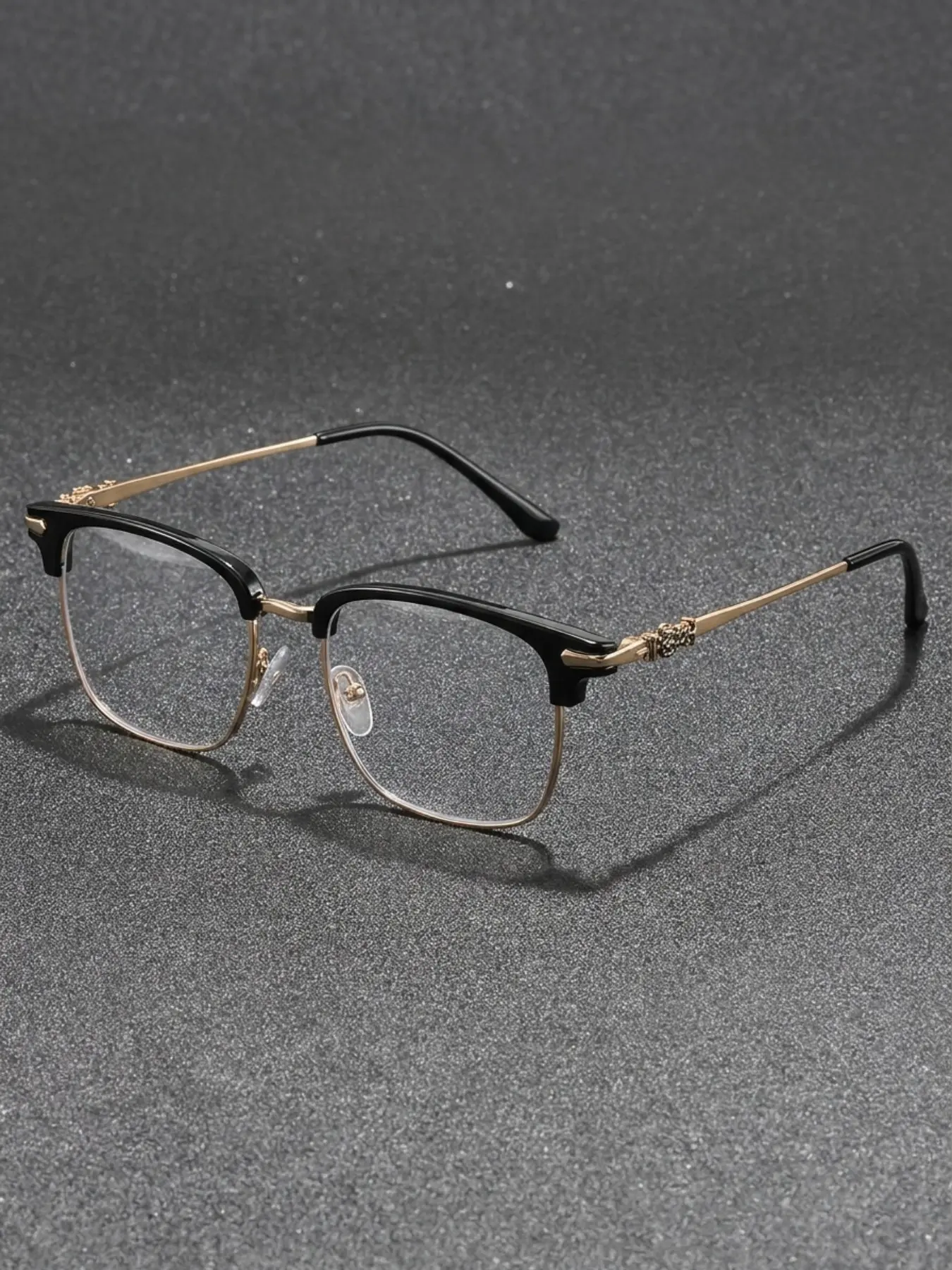 Anti-Blue Light Half Frame Browline Glasses, Unisex Design, Suitable for Daily Wear, Students and Casual Use, No Temple Frames