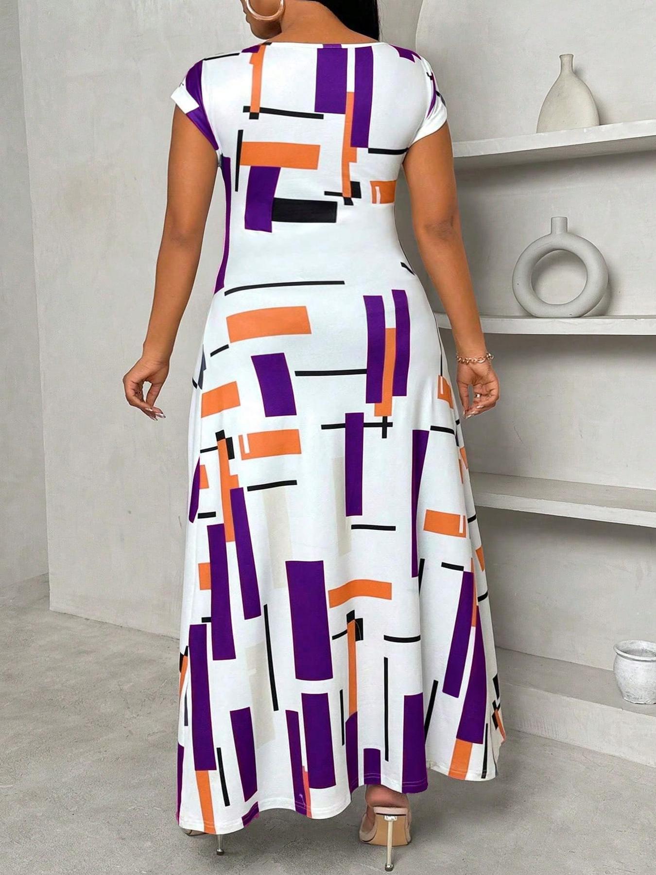 Plus Size Striped Print Round Neck Tee, Casual Long Sleeve Crew Neck Fitted T-shirt for Daily Wear, Women Plus Clothing for All Seasons, Summer Clothes Women