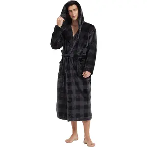 Vulcanodon Mens Robe with Hood, Fleece Bathrobe Plush Robes for Men