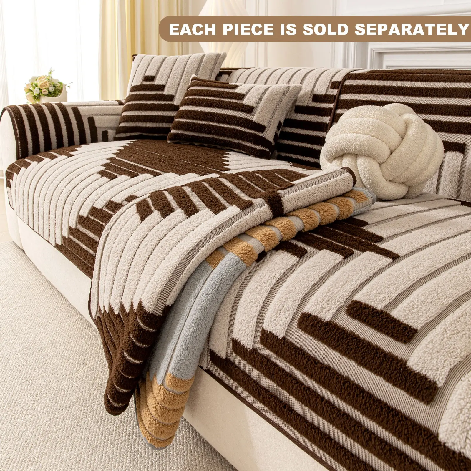 Luxury Cotton Velvet Sofa Cover, Dust-Proof All-Season Universal Protector, Ideal for Home, Hotel, Dormitory