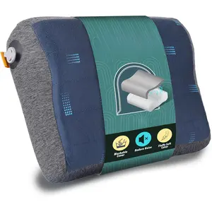 Inflatable Travel Pillow with Removable Foam-Padded Washable Cover - Quiet Soft-Touch Surface, Adjustable Firmness, Packs Palm-Size for Plane, Car, Camping & Backpacking