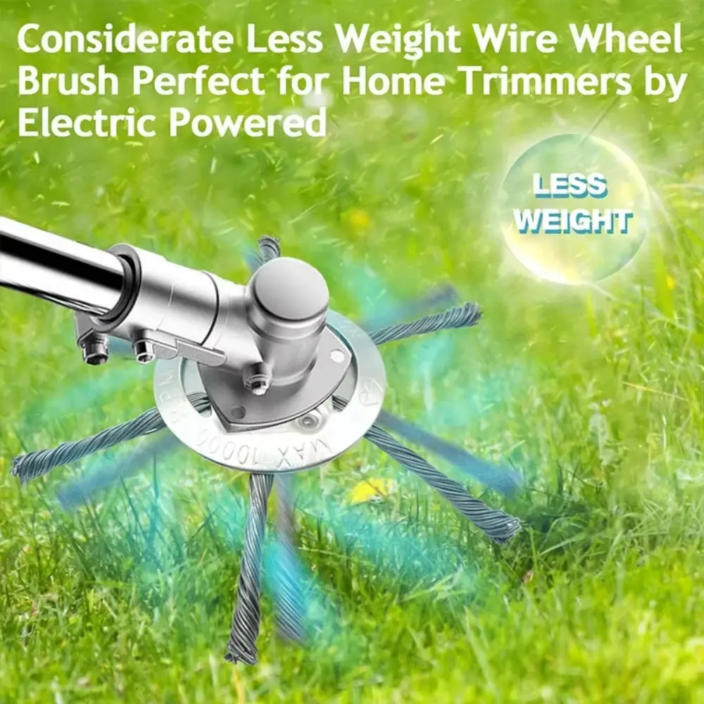 6/7inch Steel Wire Wheel Head Grass Trimmer Head Universal Weed Brush Fit Straight Shaft Brushcutter Removal Moss Rust Tool Garden