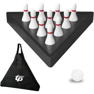 Portable Tabletop Shuffleboard Bowling Pin Set Solid Wood Shuffleboard Bowling Curling Game Easy to Carry