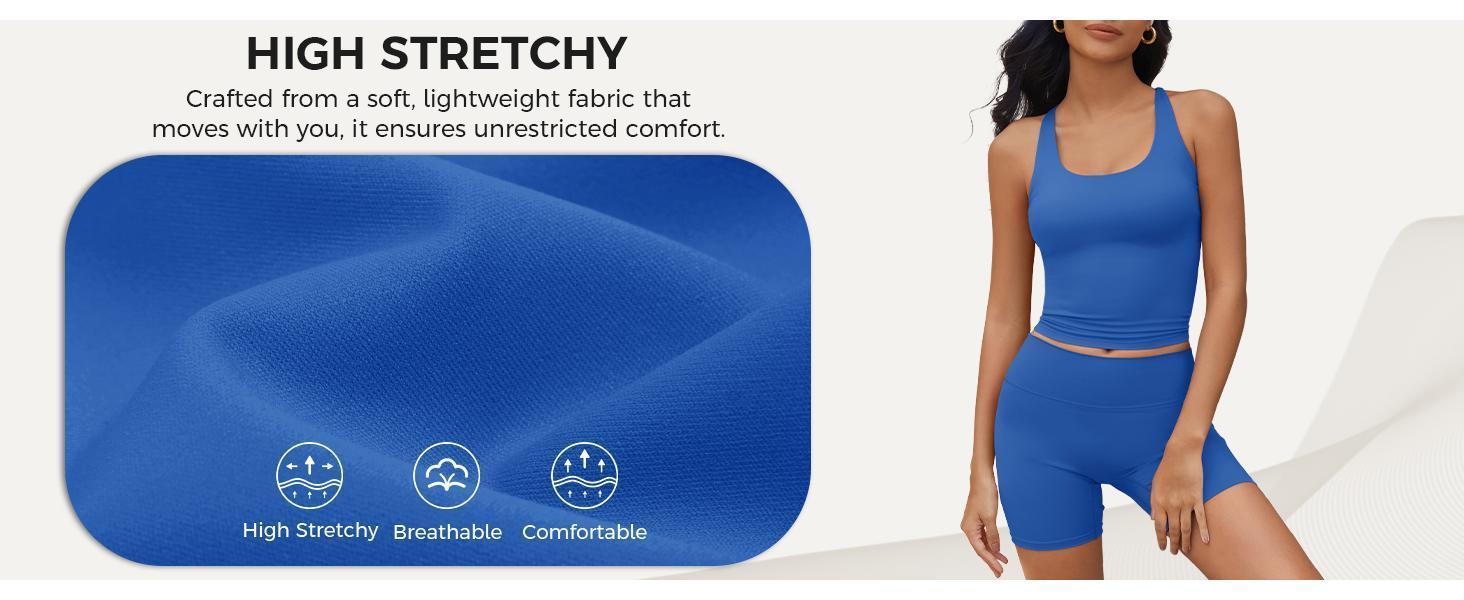 Imily Bela Womens 2 Piece Workout Sets Cross Back Padded Halter Tank Tops High Waisted Biker Yoga Shorts Gym Outfits