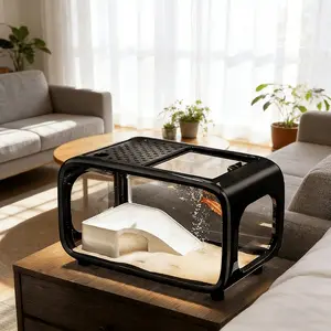 The new transparent and simple desktop fish tank is a "smart little corner" in the bedroom: the size is just placed on the bedside table, and the transparent tank body has a clear school of ornamental fish.