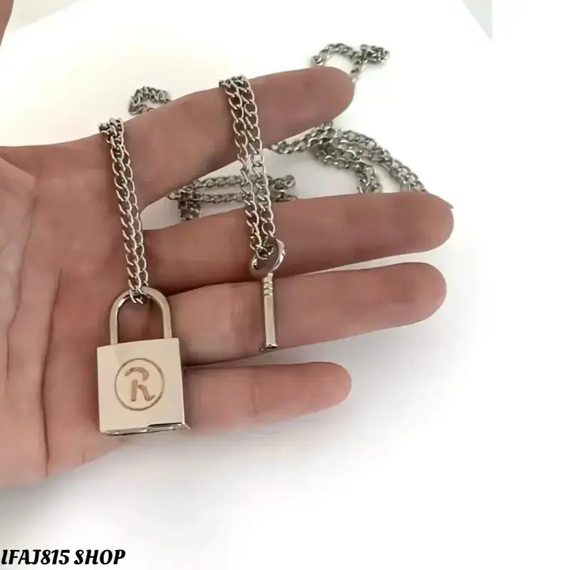 Y2K Lock and Key Pendant Necklace for Women, Anime-Inspired Gothic Statement Jewelry with Stainless Steel Chain, Vintage Streetwear Charm Necklace for Daily Wear, Concerts, Parties & Layered Outfits